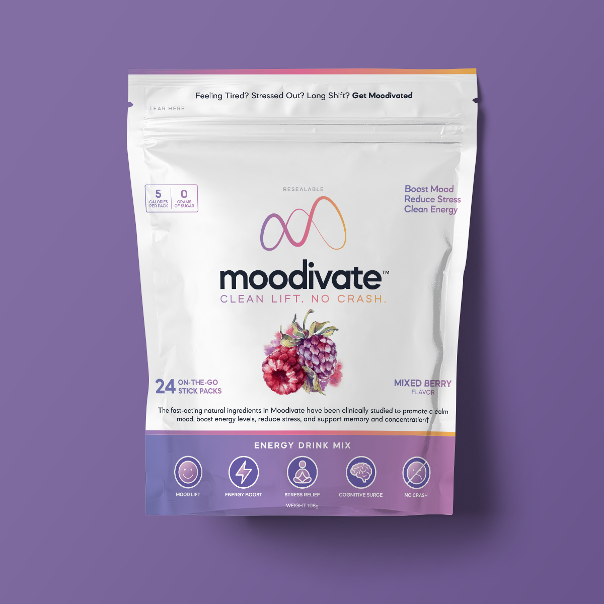 Moodivate - 24 Mixed Berry Stick Packs